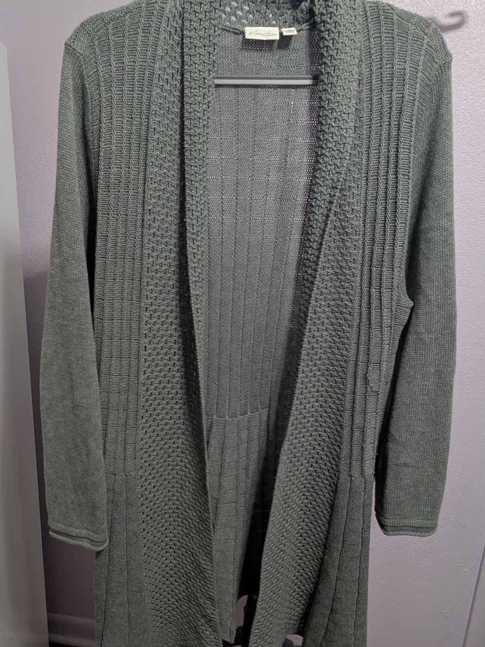 Kim Rogers Gray Open-Front Knit Cardigan
